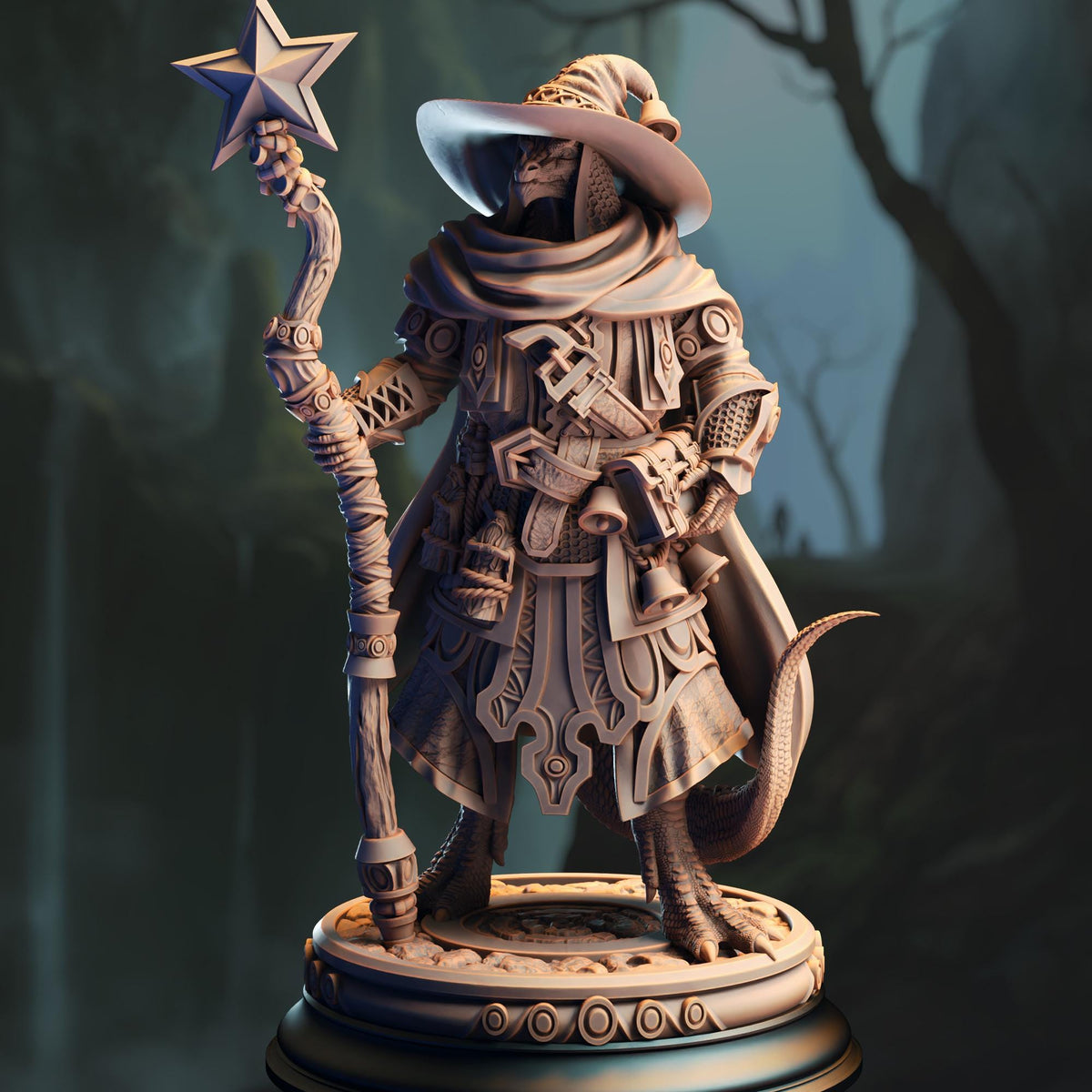 Silver Dragonborn Sorcerer - Ozmandi Starborn 32mm Resin Miniature D&D 3D Print DND Dragonfolk