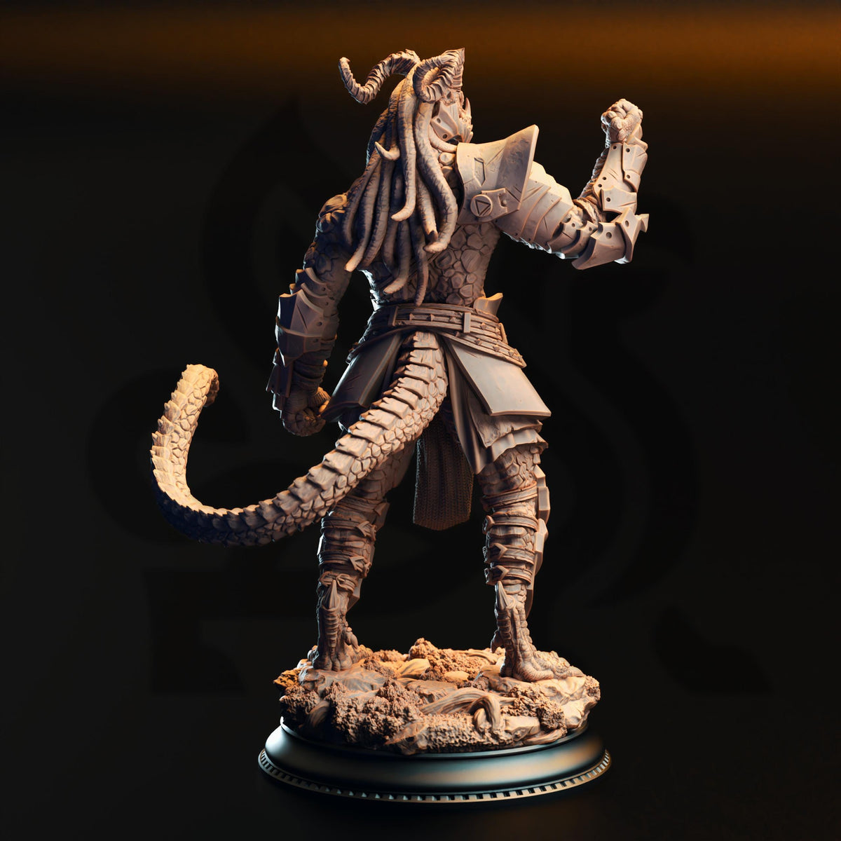 Black Dragonborn Fighter - Vaakrin Steeljaw 32mm Resin Miniature D&D 3D Print DND Dragonfolk