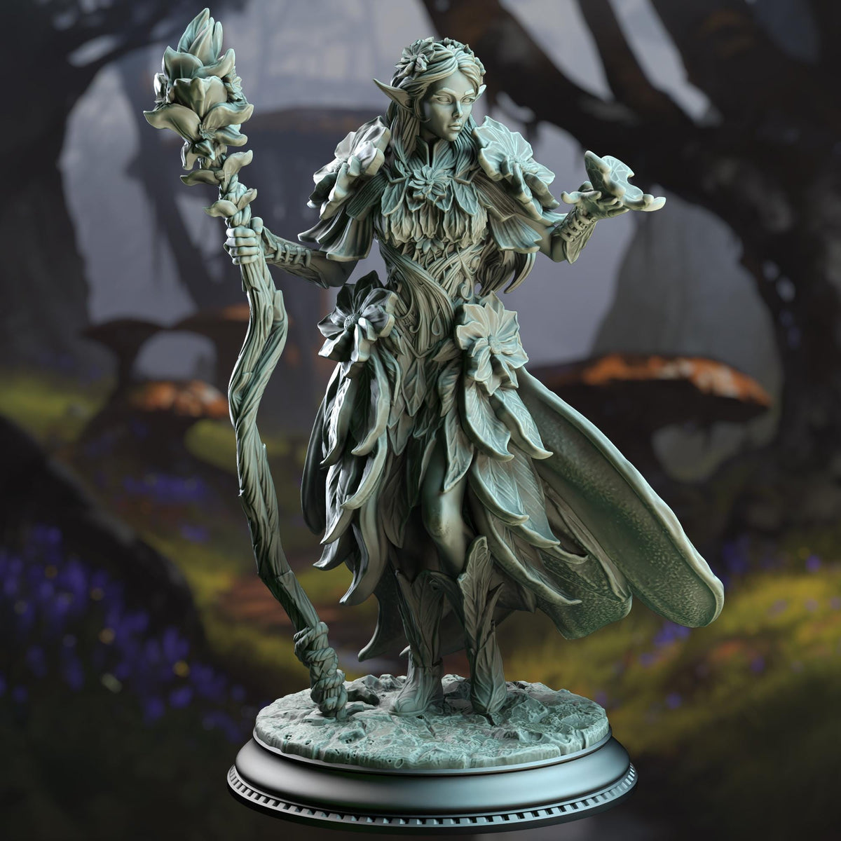 Feywalker Elf Druid - Synoria the Noble Hearted 32mm Resin Miniature D&D 3D Print DND Forest