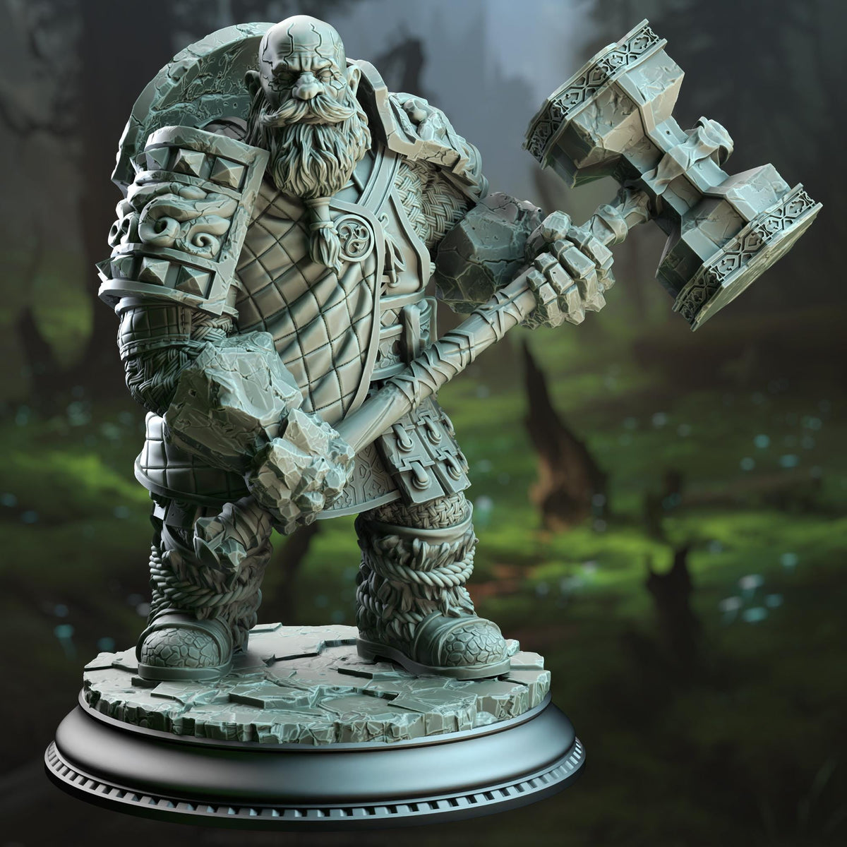 Earth Genasi Dwarf Cleric - Kilroy of Voksnja 32mm Resin Miniature D&D 3D Print DND Forest