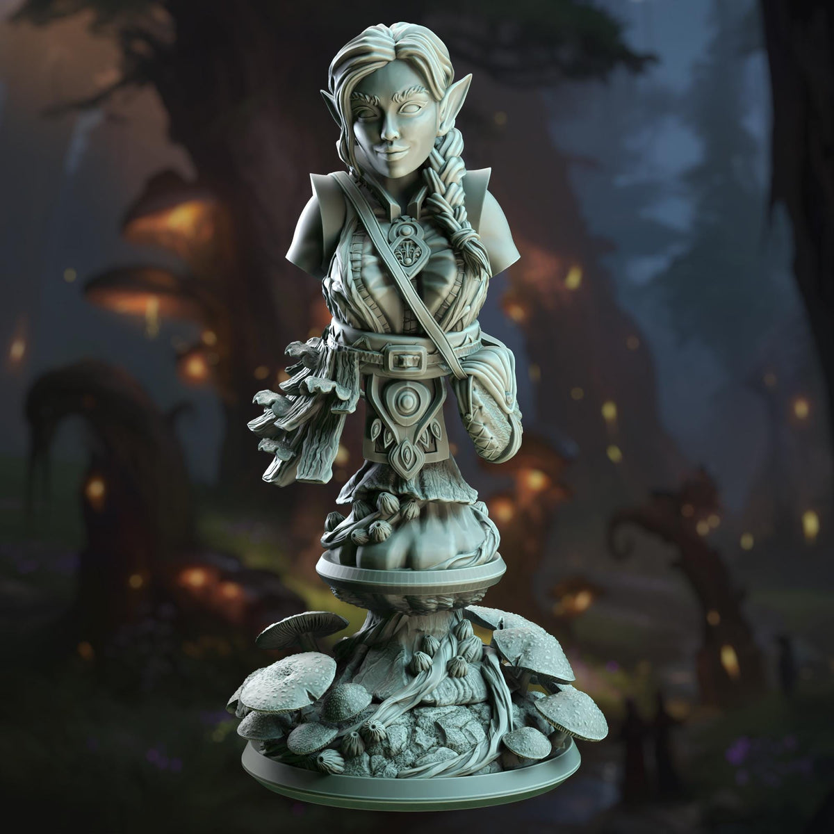 BUST Halfling Druid of Spores - Cordelia 32mm Resin Miniature D&D 3D Print DND Forest