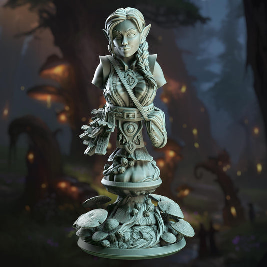 BUST Halfling Druid of Spores - Cordelia 32mm Resin Miniature D&D 3D Print DND Forest