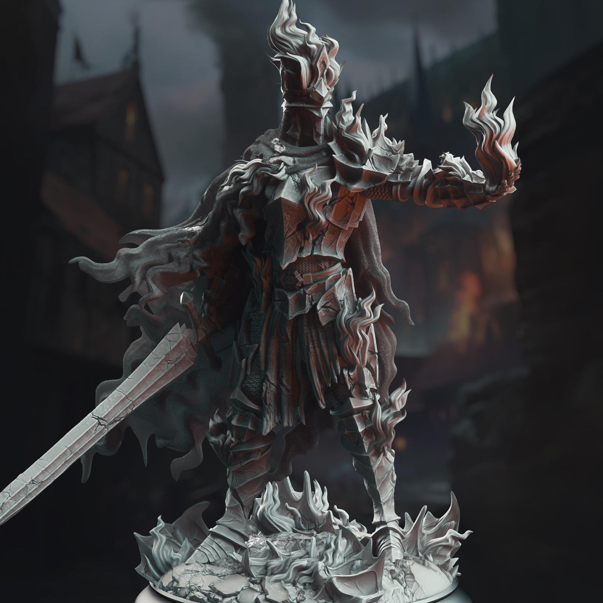 The Burning Knight - Ser Elias the Heartless 32mm Resin Miniature D&D 3D Print DND Grimdark