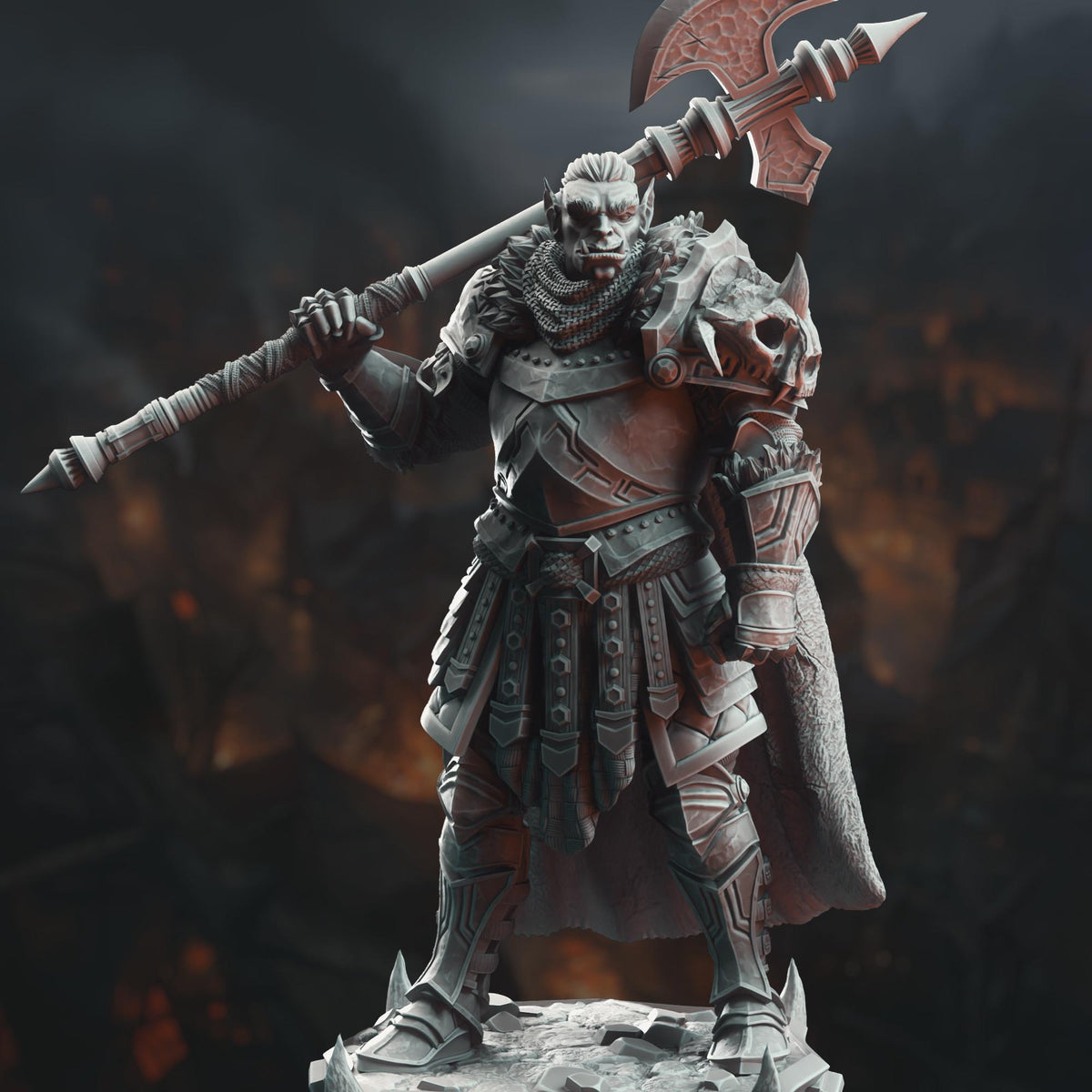 Orc Grimdark Knight - Trenon the Chainbreaker 32mm Resin Miniature D&D 3D Print DND Grimdark