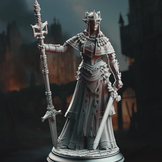Half-Elf War Maiden Cleric - Evana the Proselytizer 32mm Resin Miniature D&D 3D Print DND Grimdark