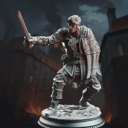 Half-Elf Swashbuckler - Corin of Lamhet 32mm Resin Miniature D&D 3D Print DND Grimdark