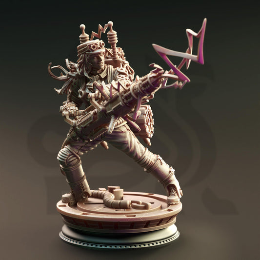 Human Lightning Artificer - Jacquie Sparkes 32mm Resin Miniature D&D 3D Print DND Steampunk