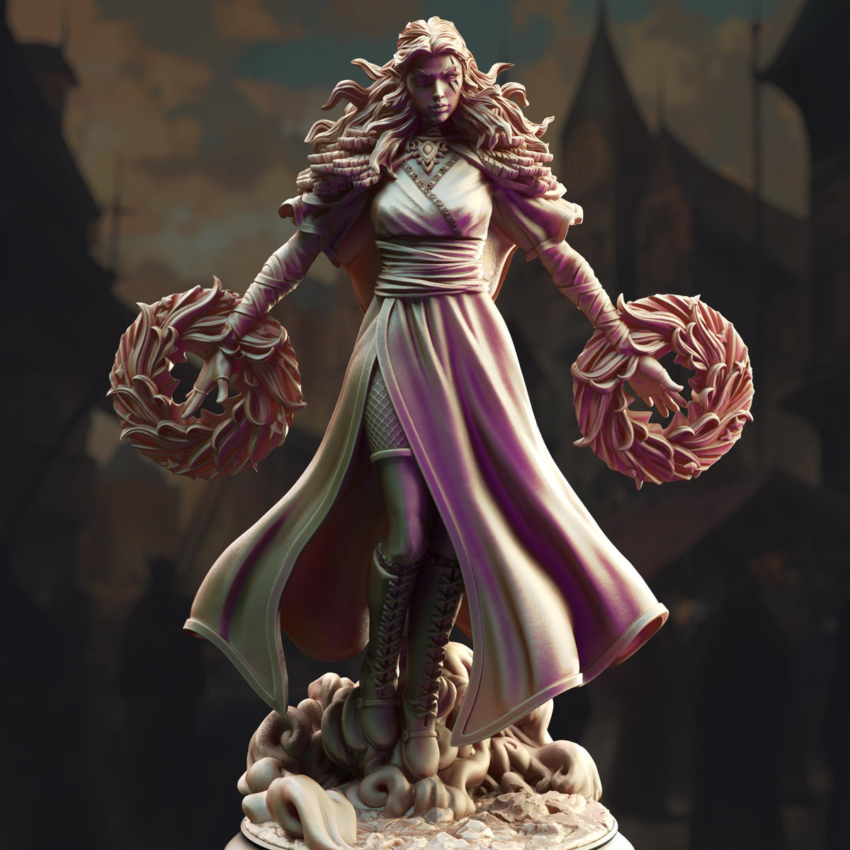 Half-Elf Dark Sorceress - Tyria Ravensong 32mm Resin Miniature D&D 3D Print DND Steampunk