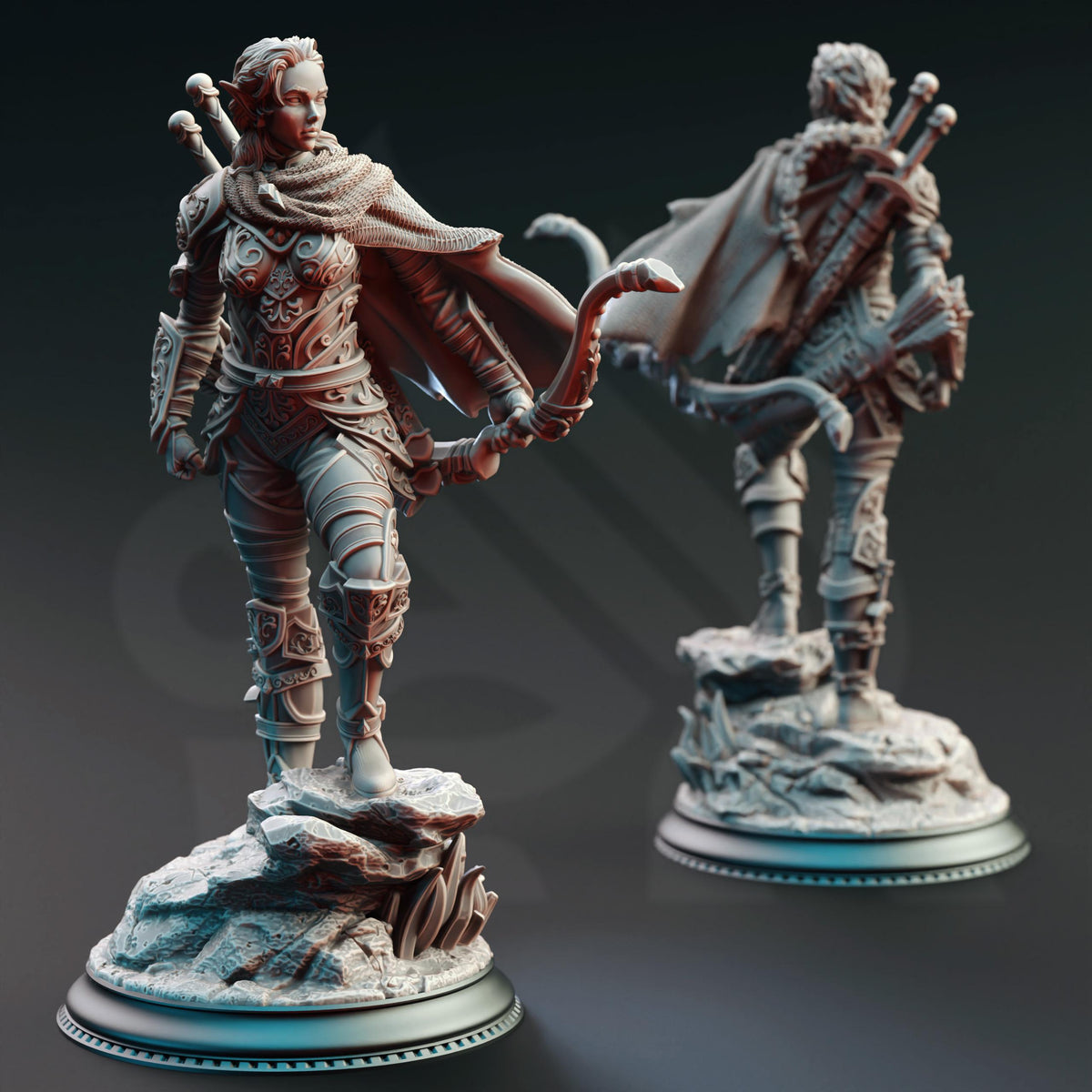 Elf Hellspawn Hunter Ranger - Virana 32mm Resin Miniature D&D 3D Print DND Monster