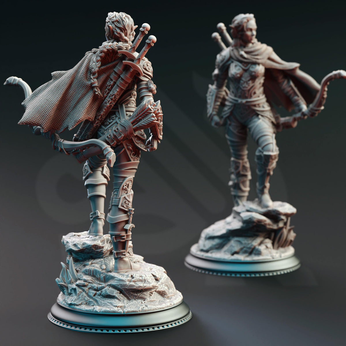 Elf Hellspawn Hunter Ranger - Virana 32mm Resin Miniature D&D 3D Print DND Monster