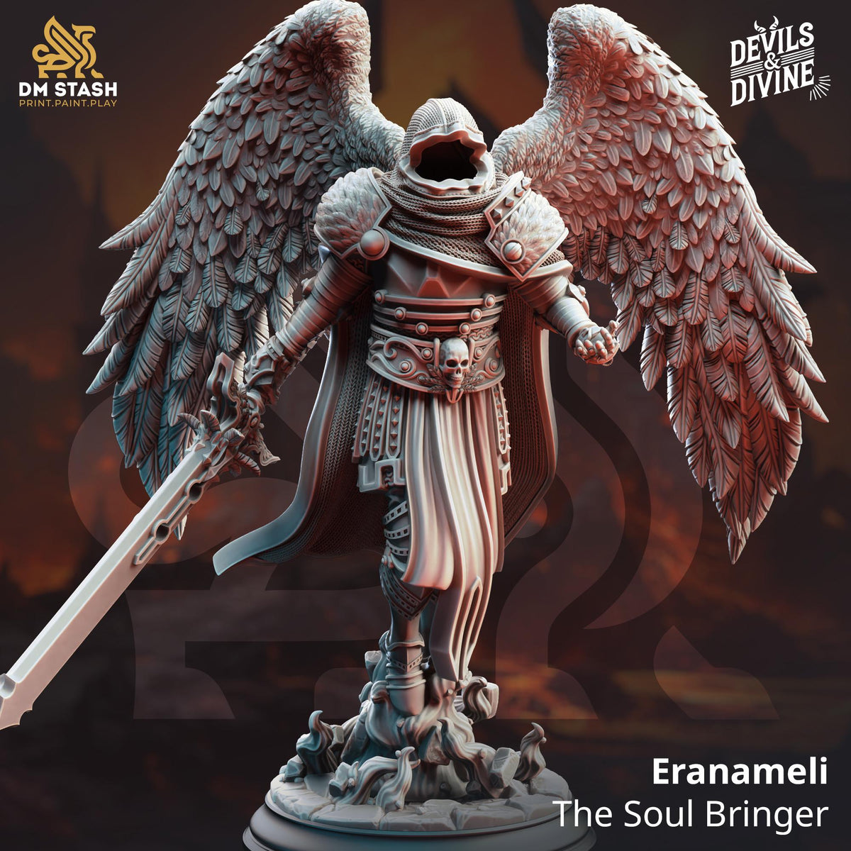 Soulreaper Angel - Eranemeli the Soulbringer 32mm Resin Miniature D&D 3D Print DND Monster