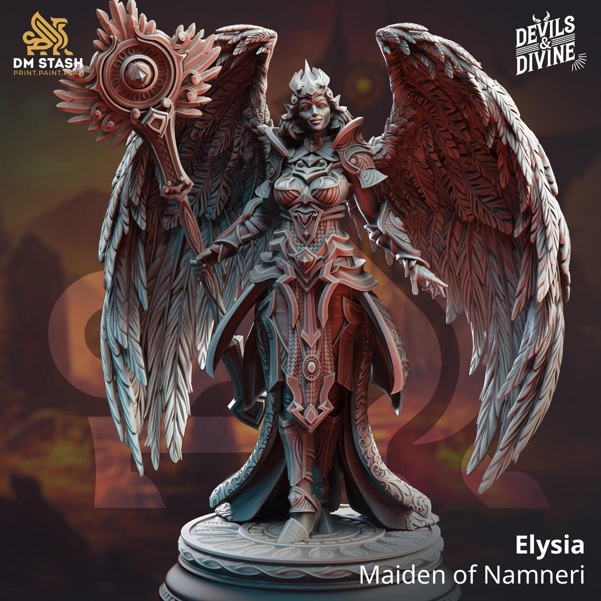 Aasimar Angelic Cleric - Elysia 32mm Resin Miniature D&D 3D Print DND Monster