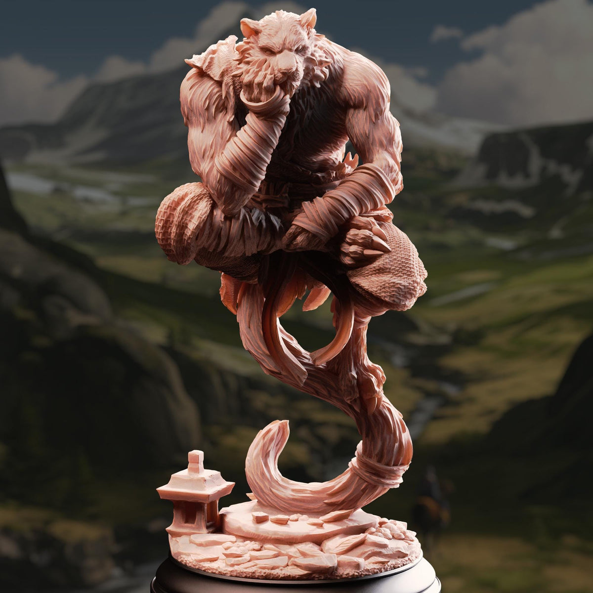 Tabaxi Wandering Monk - Raiko of the Wardens 32mm Resin Miniature D&D 3D Print DND Mage