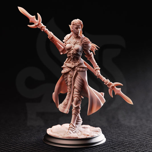 Drow Paladin of the Crescent Moon - Ninera Glynvari 32mm Resin Miniature D&D 3D Print DND Mage