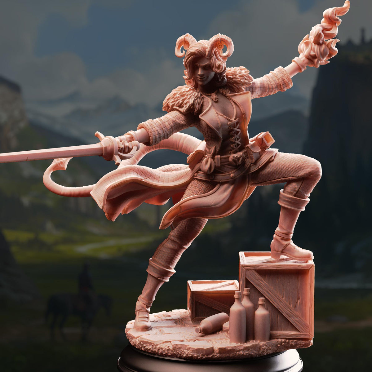 Tiefling Arcane Trickster Rogue - Octavia 32mm Resin Miniature D&D 3D Print DND Mage