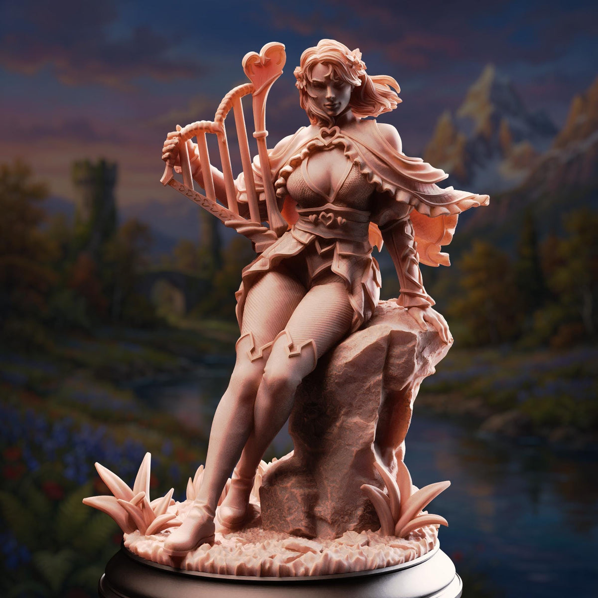 Bard of Hearts - Mabel 75mm Resin Miniature D&D 3D Print DND Elf Druid