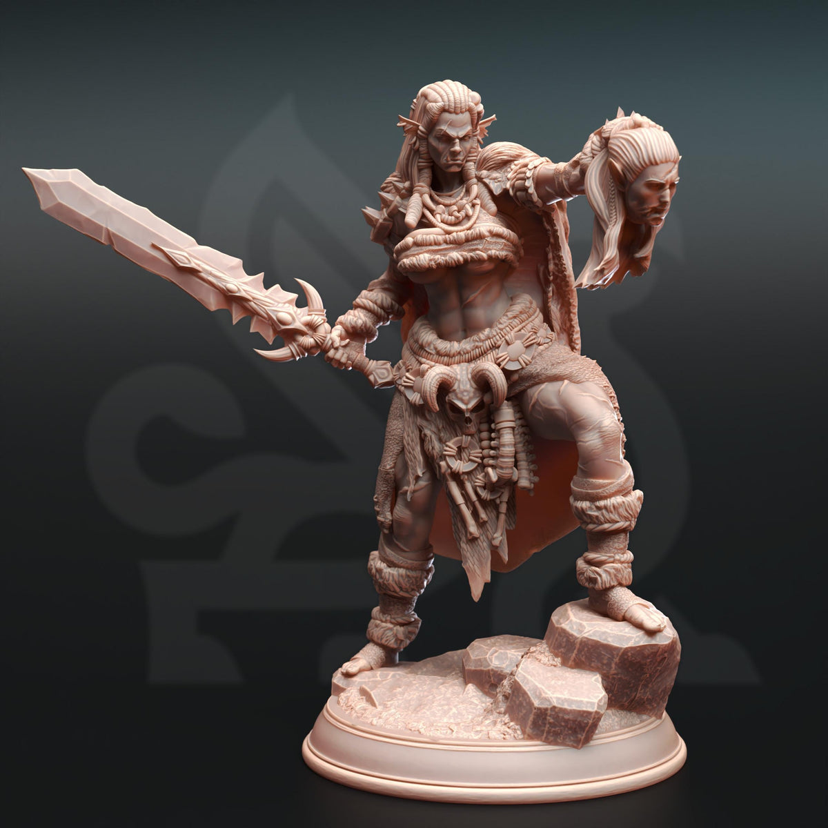 Hobgoblin Barbarian Queen - Brakaza 32mm Resin Miniature D&D 3D Print DND Fantasy