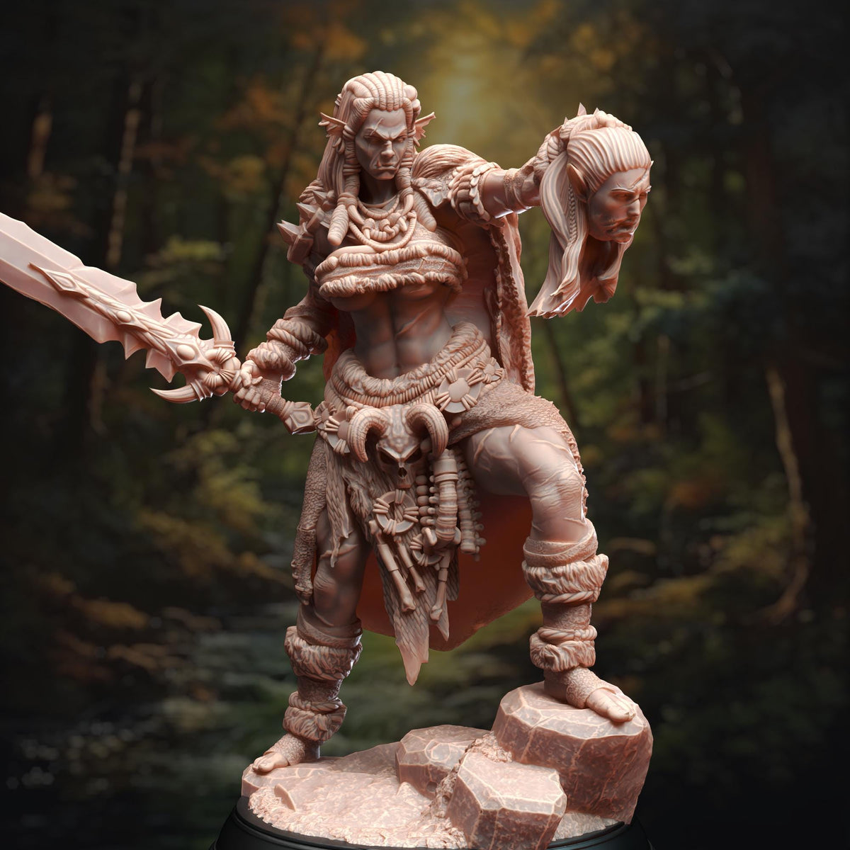 Hobgoblin Barbarian Queen - Brakaza 32mm Resin Miniature D&D 3D Print DND Fantasy