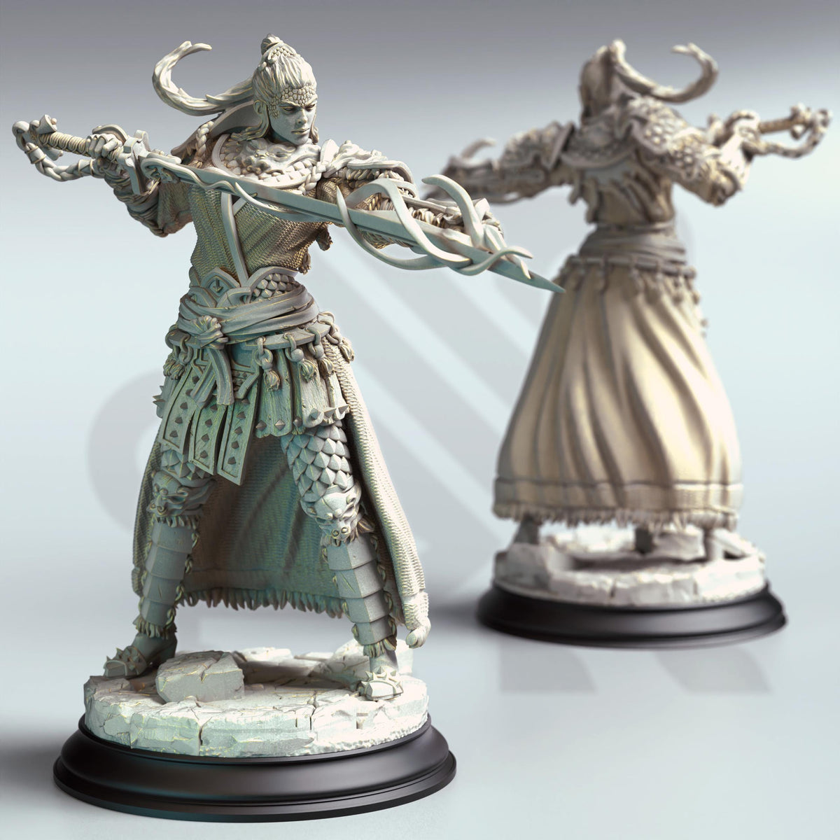 Eastern Yuan-Ti Pureblood Spellsword - Saori 32mm Resin Miniature D&D 3D Print DND Japan Eastern