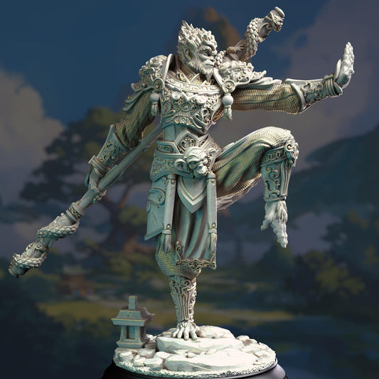 Monkey King - Wukong (Kuzen) 32mm Resin Miniature D&D 3D Print DND Japan Animalfolk Monk