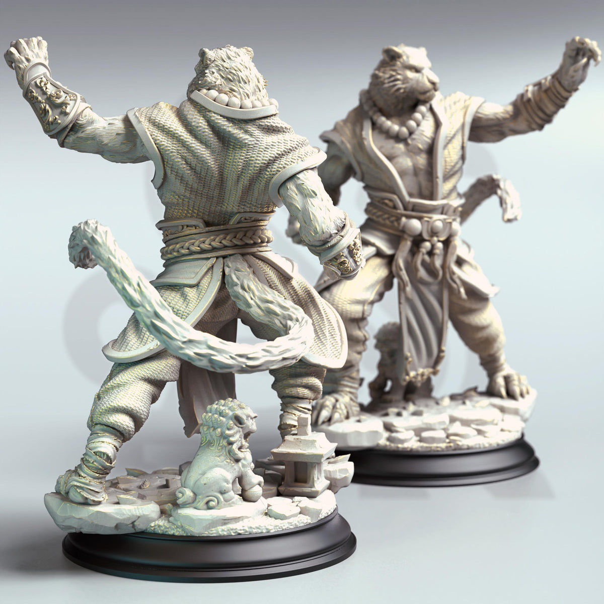 Tabaxi Tiger Monk - Raiko 32mm Resin Miniature D&D 3D Print DND Japan Eastern