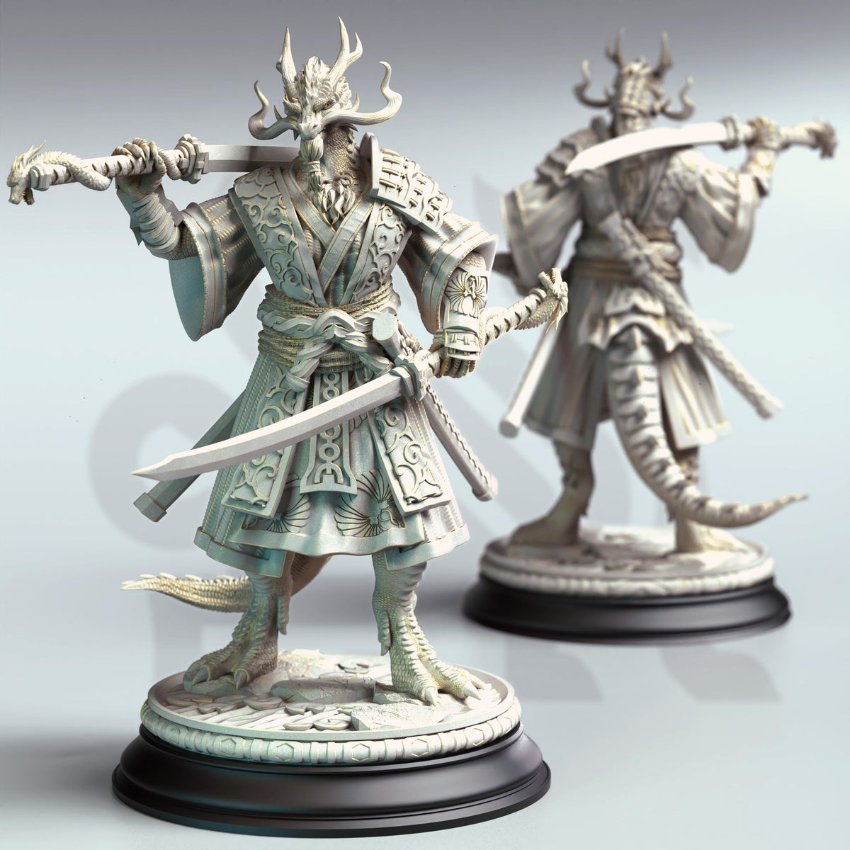 Dragonborn Samurai - Ryuma 32mm Resin Miniature D&D 3D Print DND Japan Eastern