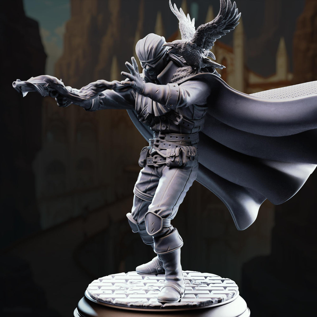 Blind Arcane Gunslinger - Crow Eyes 32mm Resin Miniature D&D 3D Print DND Arena