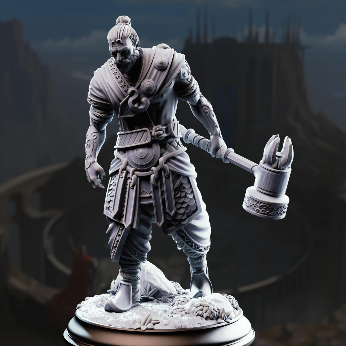 Exotic Mercenary - Sindan the Southern Hammer 32mm Resin Miniature D&D 3D Print DND Arena