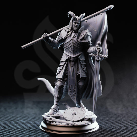 Tiefling Veteran Fighter - The Captain 32mm Resin Miniature D&D 3D Print DND Arena
