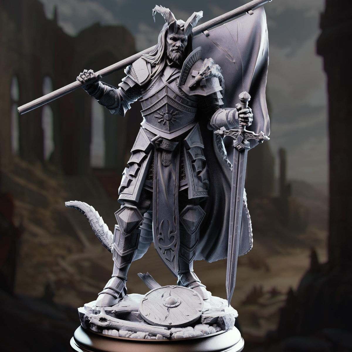 Tiefling Veteran Fighter - The Captain 32mm Resin Miniature D&D 3D Print DND Arena