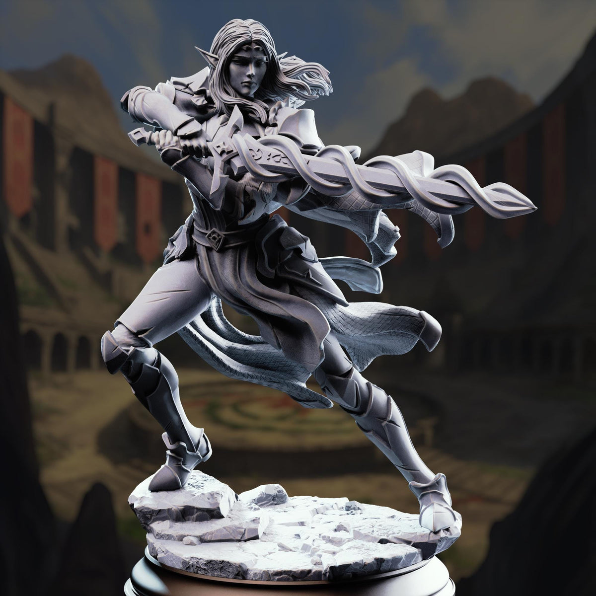 High Elf Spellsword - Cerindelia of House Verani 32mm Resin Miniature D&D 3D Print DND Arena