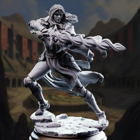 High Elf Spellsword - Cerindelia of House Verani 32mm Resin Miniature D&D 3D Print DND Arena
