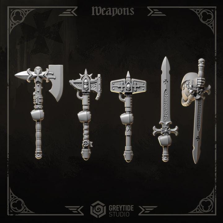 Eternal Crusaders Weapons Pack Bits Set for Wargames & Skirmish Tabletop 3d Printed