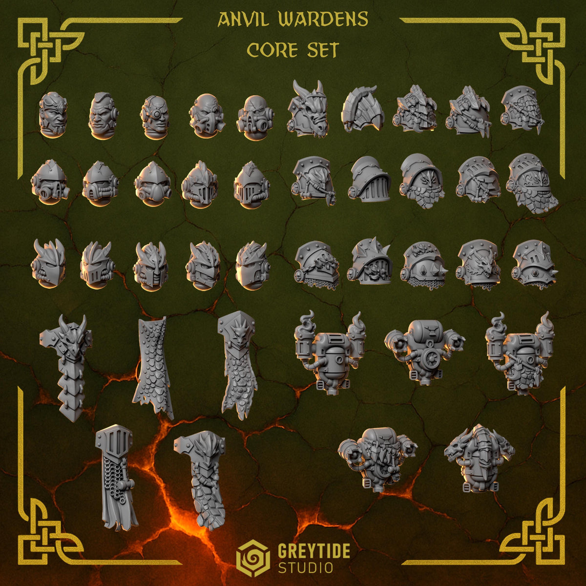 Anvil Wardens Core Set for Wargames & Skirmish Tabletop 3d Printed
