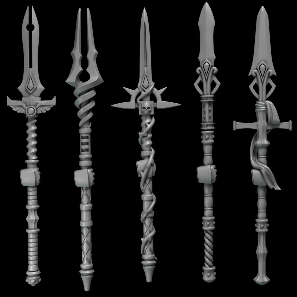 Crimson Lords Spears x5 Bits Set for Wargames & Skirmish Tabletop 3d Printed Kit bash