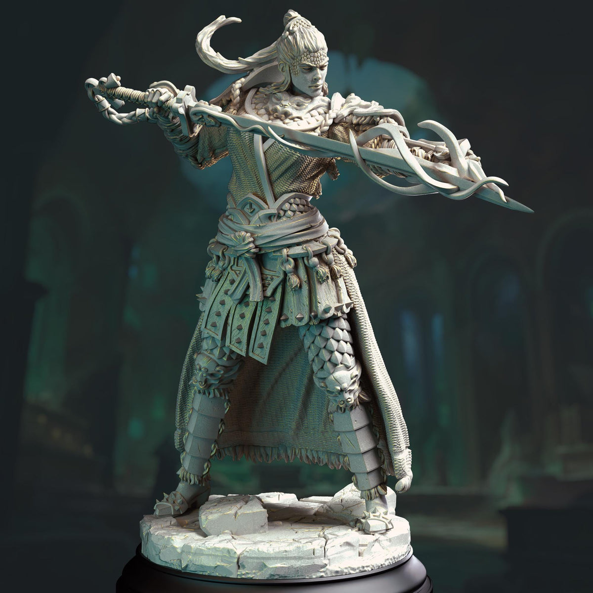 Eastern Yuan-Ti Pureblood Spellsword - Saori 32mm Resin Miniature D&D 3D Print DND Japan Eastern