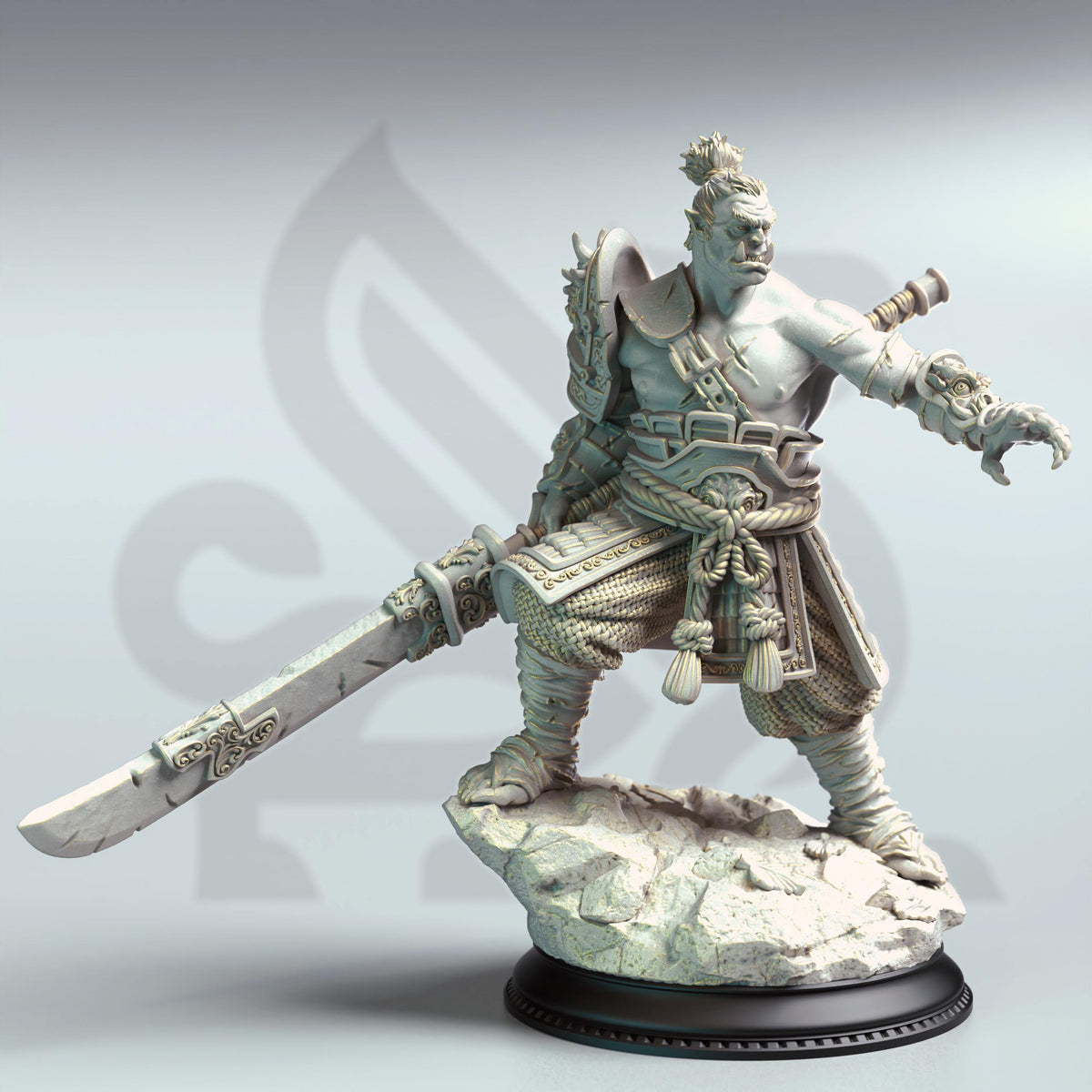 Eastern Orc Battlemaster - Bao Long 32mm Resin Miniature D&D 3D Print DND Japan