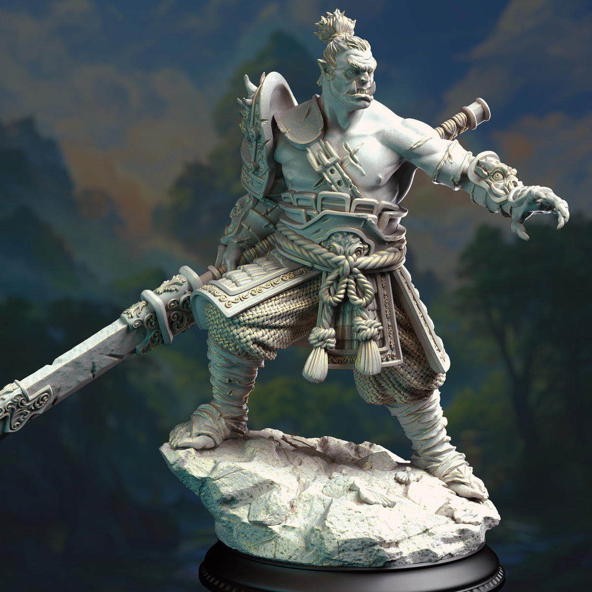 Eastern Orc Battlemaster - Bao Long 32mm Resin Miniature D&D 3D Print DND Japan