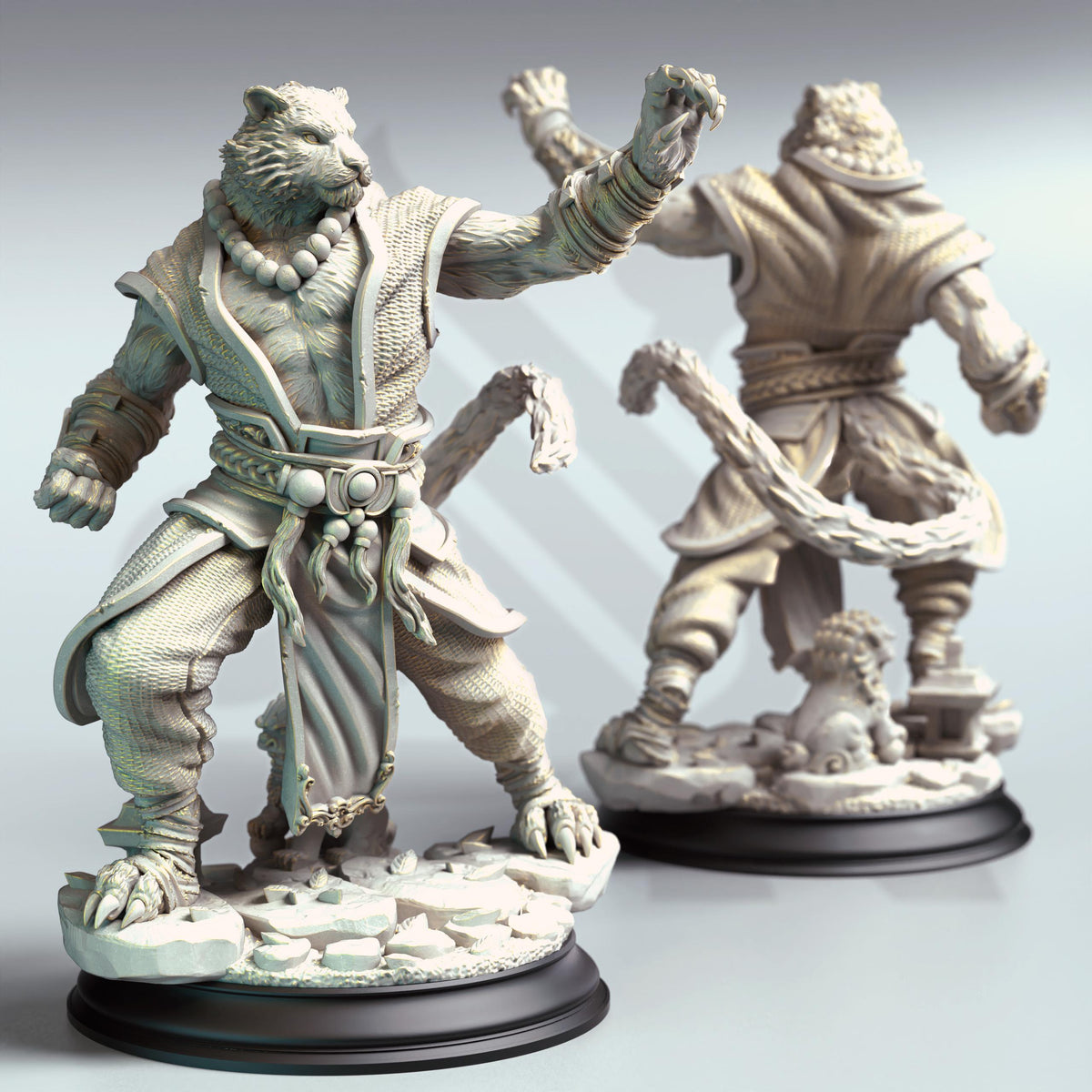 Tabaxi Tiger Monk - Raiko 32mm Resin Miniature D&D 3D Print DND Japan Eastern