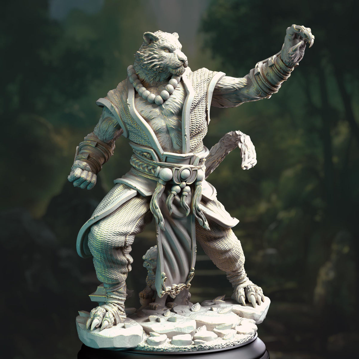 Tabaxi Tiger Monk - Raiko 32mm Resin Miniature D&D 3D Print DND Japan Eastern