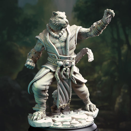 Tabaxi Tiger Monk - Raiko 32mm Resin Miniature D&D 3D Print DND Japan Eastern
