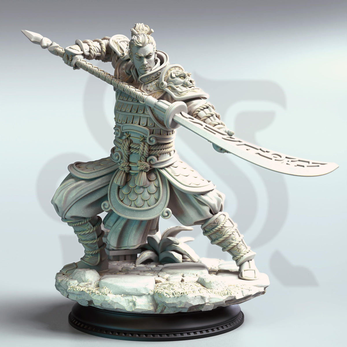 Eastern Commander Fighter - Hu Shen 32mm Resin Miniature D&D 3D Print DND Japan