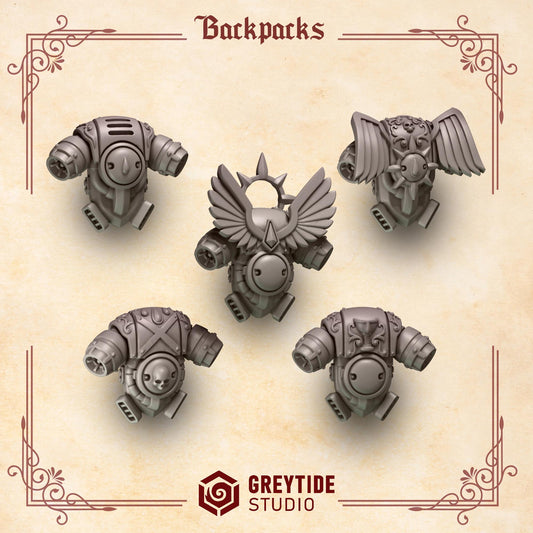 Crimson Lords Backpacks Kit Bash Bits Set for Wargames & Skirmish Tabletop 3d Printed