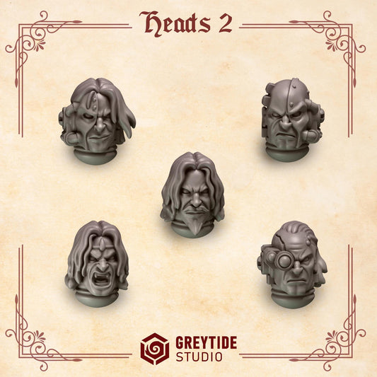 Crimson Lords Heads 2 Kit Bash Bits Set for Wargames & Skirmish Tabletop 3d Printed