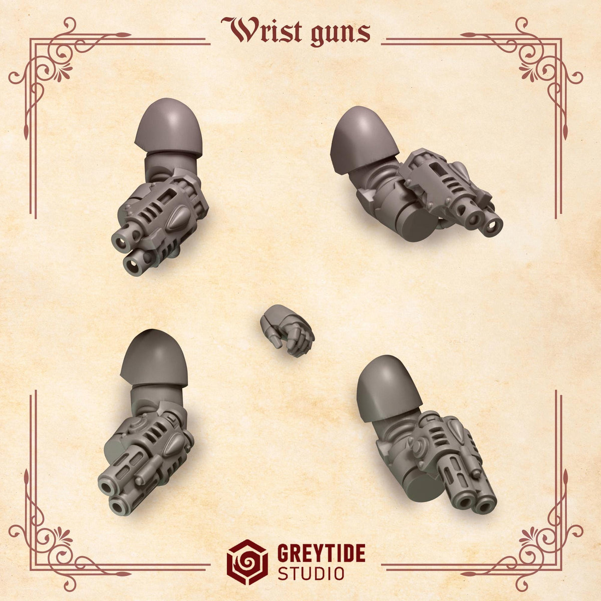 Crimson Lords Wrist Guns Kit Bash Bits Set for Wargames & Skirmish Tabletop 3d Printed