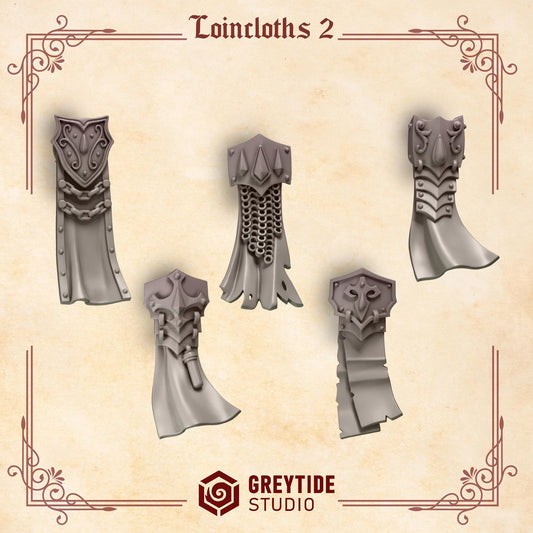 Crimson Lords Loincloths 2 Kit Bash Bits Set for Wargames & Skirmish Tabletop 3d Printed