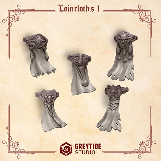 Crimson Lords Loincloths 1 Kit Bash Bits Set for Wargames & Skirmish Tabletop 3d Printed