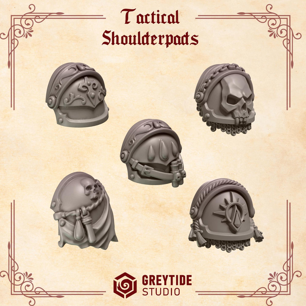 Crimson Lords Tactical Shoulderpads Kit Bash Bits Set for Wargames & Skirmish Tabletop 3d Printed