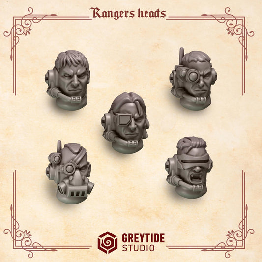 Crimson Lords Ranger Heads Kit Bash Bits Set for Wargames & Skirmish Tabletop 3d Printed