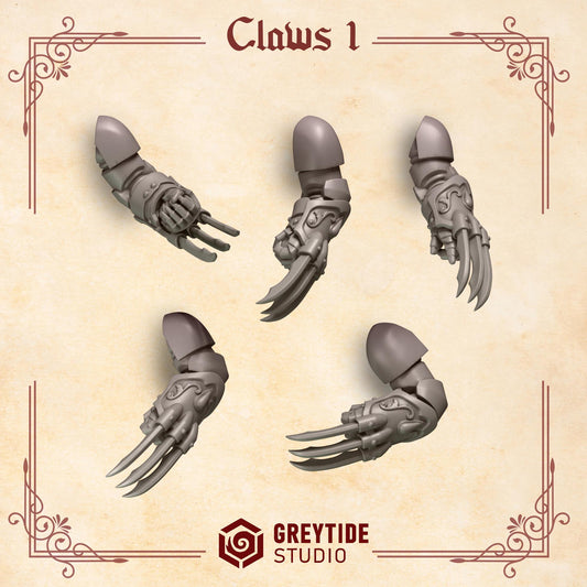 Crimson Lords Claws 1 Kit Bash Bits Set for Wargames & Skirmish Tabletop 3d Printed